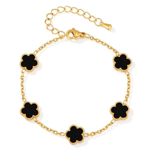 Kleeblatt Armband Glücksarmband Mädchen Gold - 316L Edelstahl Wasserfest
