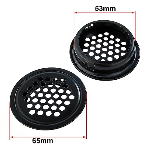 Qrity 8 PCS Stainless Steel Air Vent 53mm, Circular Mesh, Black Circular Ventilation Grille, Grating Cover - Image 2