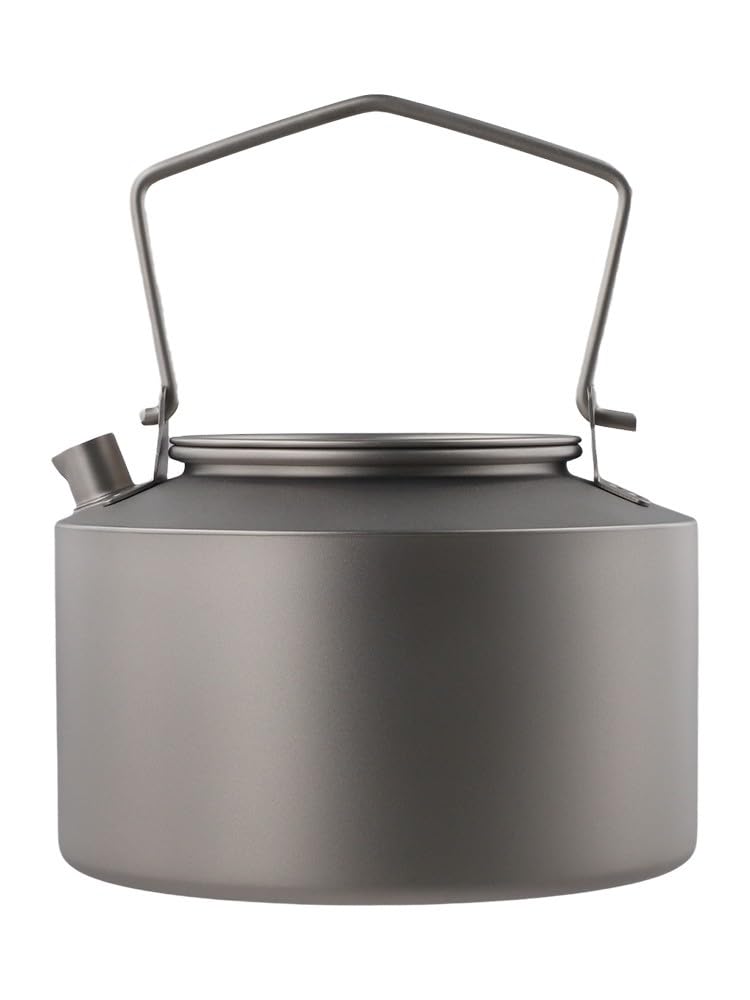 EasyByMall Pure Ti Bouilloire avec poignée pliable, 980 ml, théière ultra légère pour camping, randonnée, voyage, cafetière à ébullition rapide