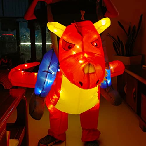 Letsglow Inflatable Kids Dinosaur Costumes, Inflatable T-Rex Dinosaur Halloween Blow Up With Led Lights,Cosplay For Kids（7-12） #TOP2