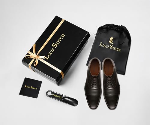 Image of LOUIS STITCH Men's Derby Shoes | Handmade Italian Leather Formal Shoes | Classic Lace-Up Derby Shoes for Men | Premium, Office & Wedding Shoes | Sizes 6-12