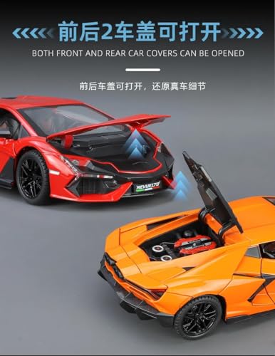 Image of 1:24 Lamborghini Revuelto Diecast Model Car | Pull Back Acousto-Optic Alloy Metal Toy with Realistic Sound & Light Effects | Toy Car for Kids Boys Girls & Collectors (White)