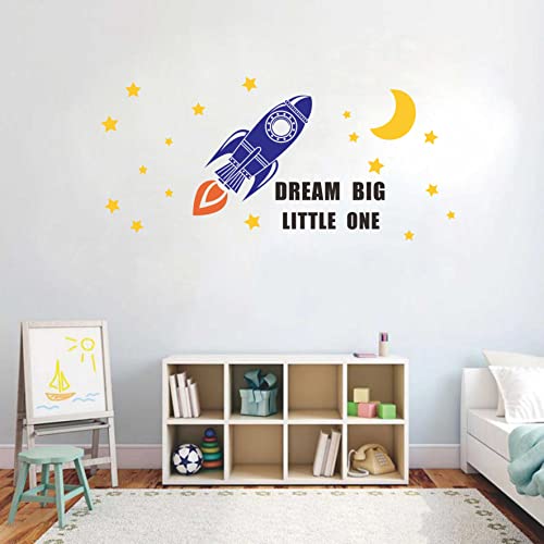Vinilo decorativo con cohete, luna y estrellas para habitación miniatura 2