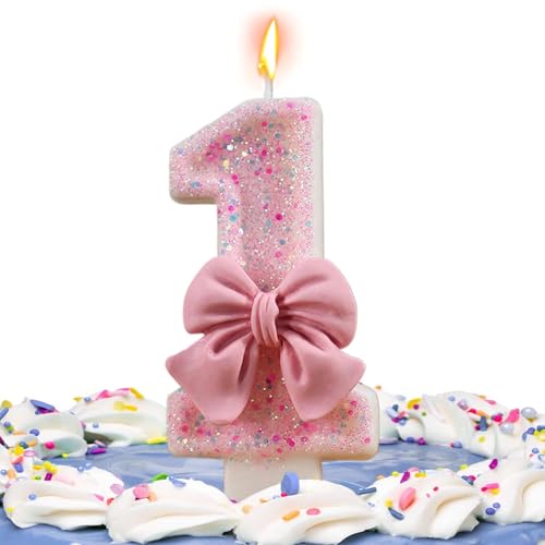 Numeri di candeline di compleanno, Candeline di compleanno per torta | Candele di compleanno con fiocco rosa | Forniture per feste Topper per torta di compleanno, decorazioni per feste a tema riunioni