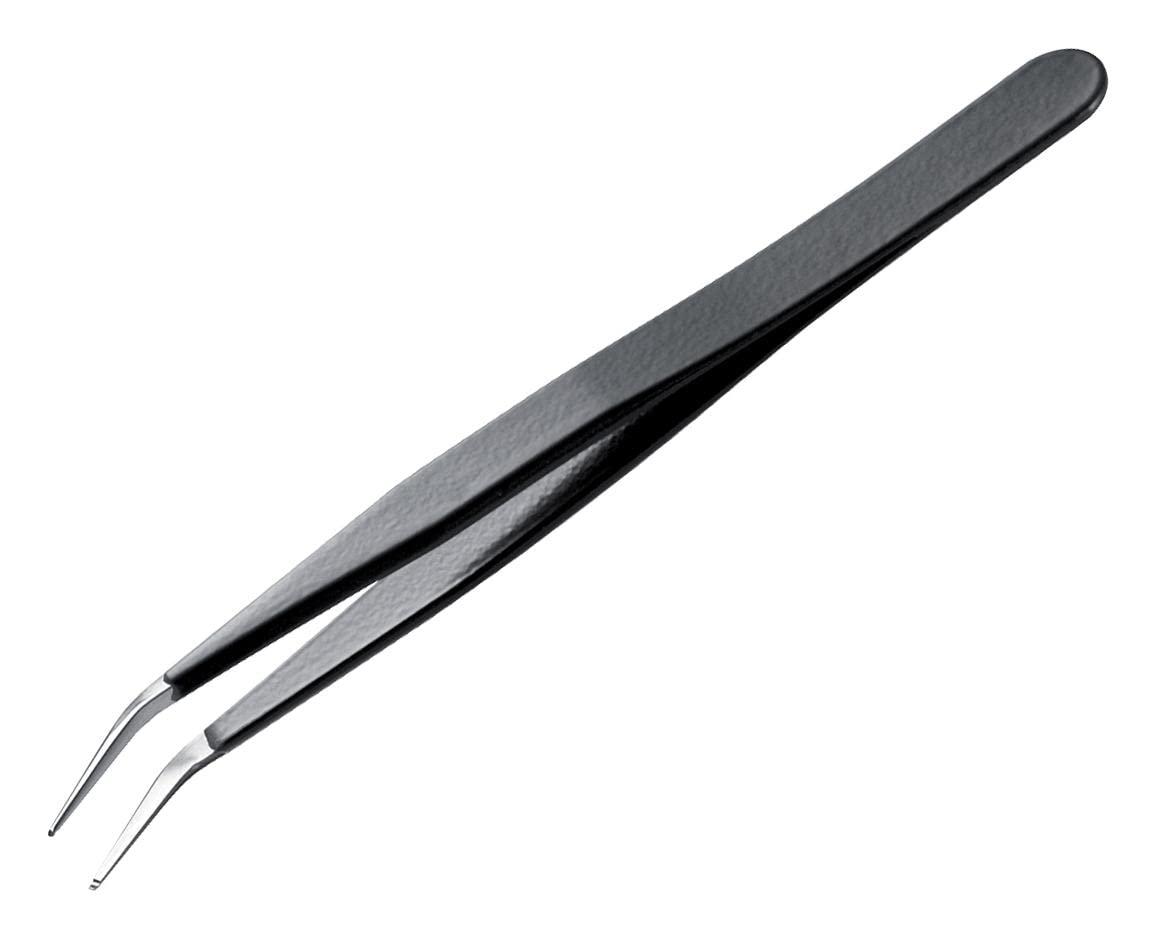 ESD-Pinzette, gebogen/flach, 115 mm, Pinzette und Ersatzspitzen, 1 Stück | DT000032