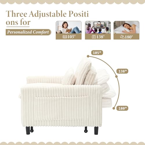 Sillón plegable beige con tela suave miniatura 4