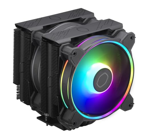 Image of Cooler Master Hyper 622 Halo Black Dual Tower CPU Air Cooler, 120 Halo PWM Fan, Dual Loop ARGB, 6 Copper Heat Pipes, Nickel-Plated, 154mm Tall, AMD Ryzen AM5|AM4, Intel LGA 1851|1700|1200 Brackets
