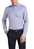 Ne pas repasser Eterna Chemise à Manches Longues en sergé rayé, Bleu/Blanc, 44 Homme