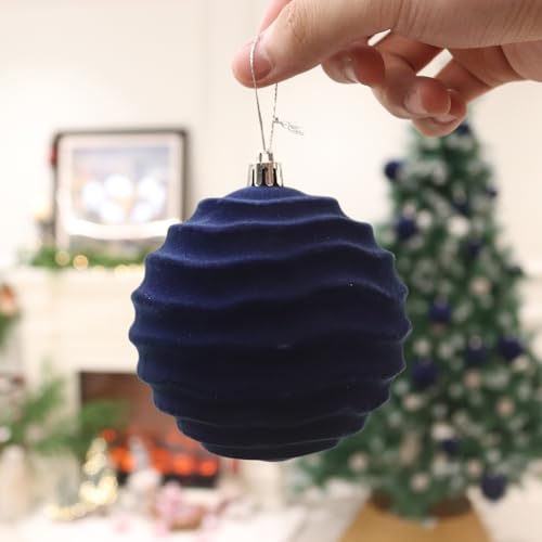 Image of Senjie 20 pcs Velvet Ornaments for Christmas Tree, 2.36 inch Flocked Christmas Balls Set Assortment for Xmas Tree Holiday Decor