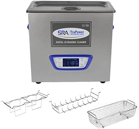 SRA TruPower UC-65D-PRO Professional Ultrasonic Cleaner, 6 liter Capacity with LCD Display, Sweep/Degas, Adjustable Power, Sleep Function, 1 Basket, Wire Ring Rack and Wire Beaker Holder