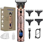 AMULISS Professional Hair Trimmer Mens Hair Clippers Zero Gapped Cordless Hair Trimmer Professional Haircut & Grooming Kit for Men Rechargeable LED Display | Power sharp self-sharpen blade, long lasting battery, facial hair grooming tool, body groomi