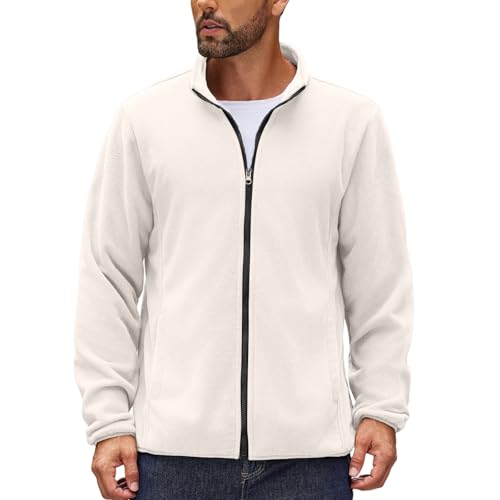 CHIACJYRSEDK Fleecejacke Herren Stehkragen Kuscheljacke Flauschig Plüschjacke Teddy Fleece Jacke ohne Kapuze Winterjacke Warm Gefüttert Teddyjacke Männer Herrenjacke Winter Übergangsjacke Teddyfleece