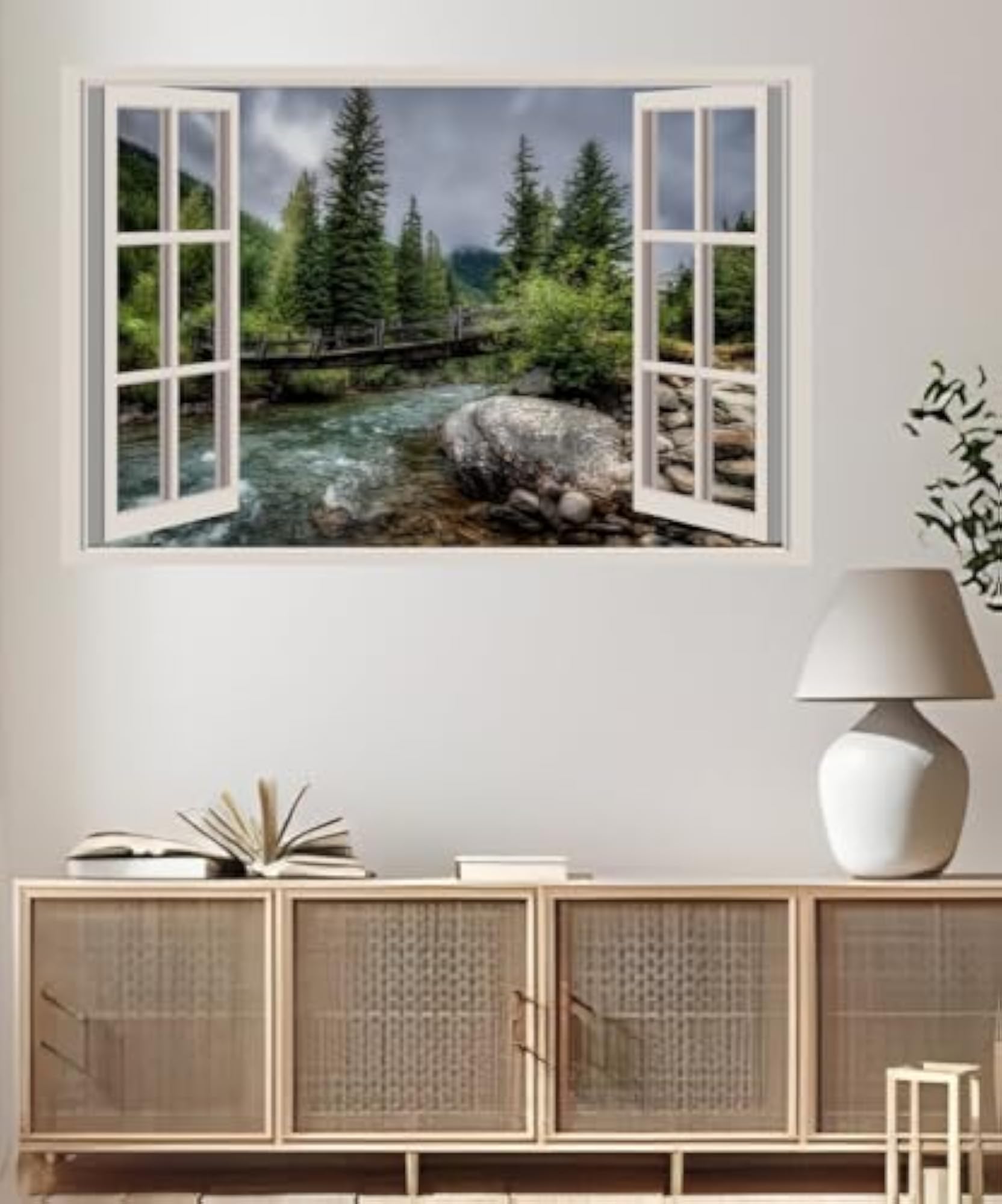 Self-Adhesive Open Window Wall Sticker - Canada Forests