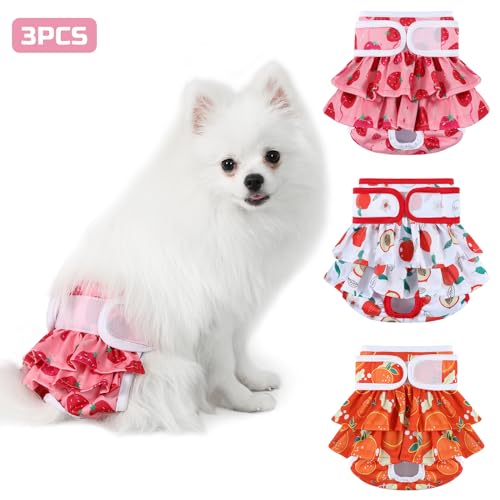 Image of Reusable Dog Diapers Washable (3 Pack), Puppy Diapers Highly Absorbent for Heat & Urination Issues, XS