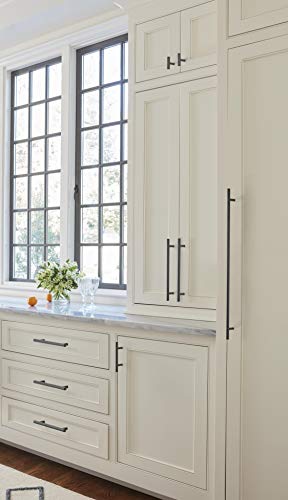 Image of Amerock | Cabinet Pull | Black Bronze | 5-1 /16 inch (128 mm) Center to Center | Bar Pulls | 10 Pack | Drawer Pull | Drawer Handle | Cabinet Hardware | 5-1 /16 inch (128mm) Center-to-Center Mounting Distance and 7-3 /8 inches Overall Length, Durable Carbon Steel Cabinet Hardware