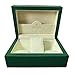 Imagen de ROUREOX Caja Reloj Mujer Cuero Verde Estuche Madera Individual Almacenamiento Cojín Suave Joyas para Rolex Submariner