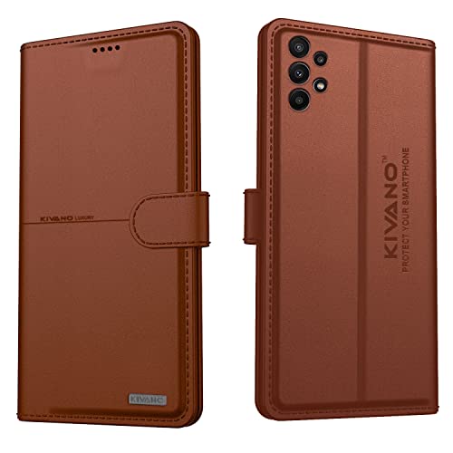 Image of KIVANO Samsung Galaxy A73 5G Flip Cover | Leather Finish | Inside Pockets & Inbuilt Stand | Shockproof Wallet Style Magnetic Closure Back Cover Case
