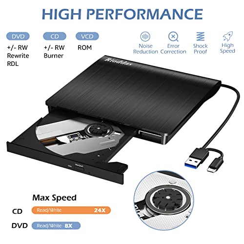 Image of Disk Duplicator External DVD Drive USB 3.0 Type C Portable CD DVD + /-RW Optical Drive Player DVD /CD ROM Burner Reader Writer Compatible with Laptop Desktop PC Windows Linux OS Apple Mac MacBook