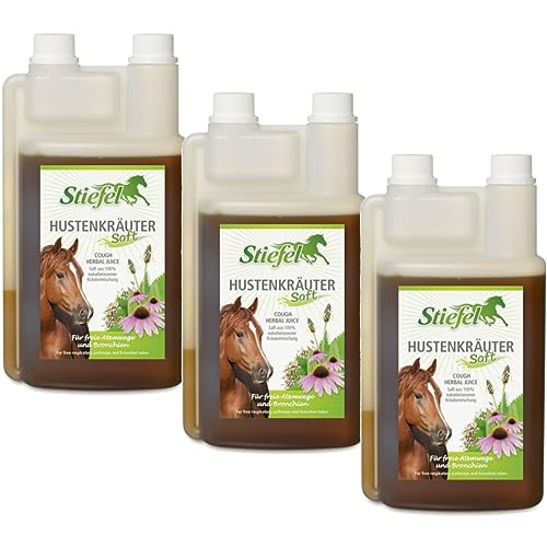 RL24 Stiefel - Hustenkräutersaft | Hustensaft für Pferde | 100% naturbelassen | Kräutermischung mit Spitzwegerich, Brennnessel, Salbei & u.v.m. | ohne Zuckerzusatz | 3 x 1000 ml Flasche (3er Set)