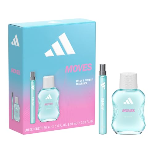 Image of adidas Moves Giftset including Eau de Toilette (50ml, 1.6fl oz. & 10ml,0.33fl oz.), for Her, Citrusy and Fresh Fragrance