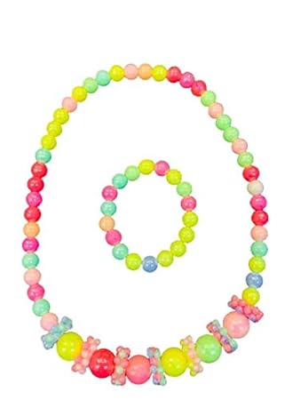 Azotiquee Multicolor Necklace & Bracelet Set for Girls & Toddlers.