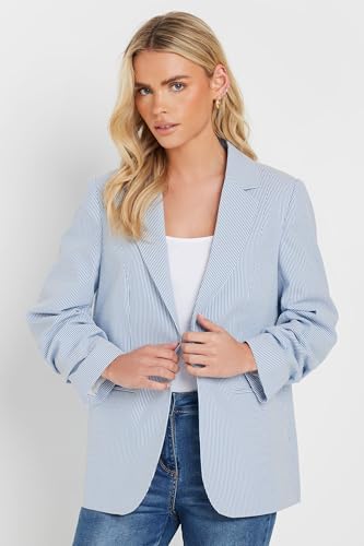M&Co Petites Petite Women's Stripe Seersucker Blazer Blue2