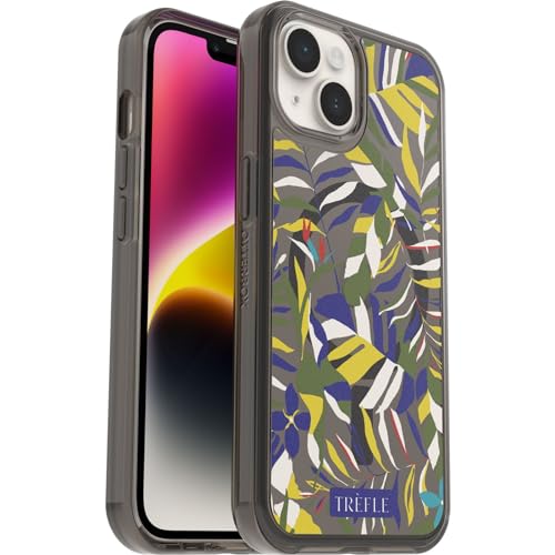 OtterBox iPhone 14 & iPhone 13 (Only) - Symmetry Clear Series+ Case - Paradise Print (Black) - Ultra-Sleek - Snaps to MagSafe - Raised Edges Protect Camera & Screen - Non-Retail Packaging