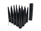 20 Pc Solid Spline Spike Lug Nuts Kit 14x1.5 Black for for Dodge Charger Challenger 09-on Ram 1500 13-18 Range Rover