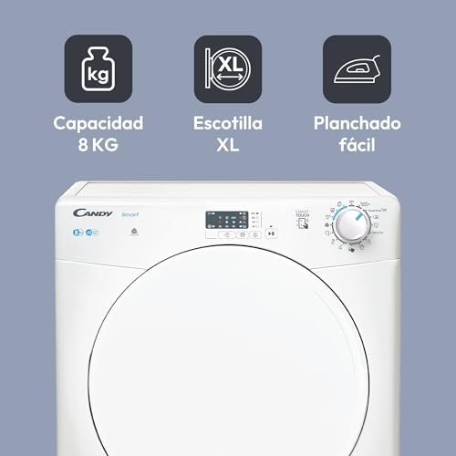 Candy Smart CSE C8LF-S, Secadora Condensación 8KG, Digital y Mandos, Tecnología NFC, 14 Programas, Depósito de Agua, Planchado Fácil, Inicio 3-6-9H, Posibilidad Instalación Columna, Blanco - imagen 3