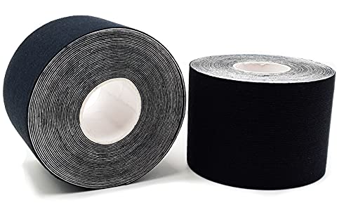 Kinesiology Tapes 2 Uncut Rolls Black | Waterproof • Skin-Friendly • Elastic • Self-Adhesive Fitness Bandage | Physio Tape Ideal for Sports & Everyday Use - axion