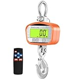 2 Tonne 2000 kg Kranwaage Zur Feuchtigkeits- und Temperaturmessfunktion Kranwaage aus Aluminiumlegierungmit Haken Wiederaufladbares Modell (orange)