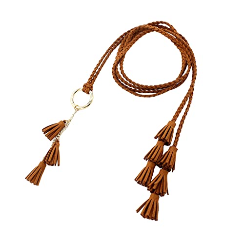 Women Casual Knotted Braided Belt Fringe Waist Cord Belt Back Belt Holster2