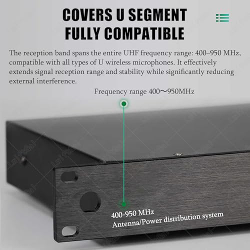 Amplificatore di segnale per microfono wireless, antenna UHF a 8/16 canali, distribuzione dell'energia con alette per antenna direzionale attiva, per canto, karaoke, feste