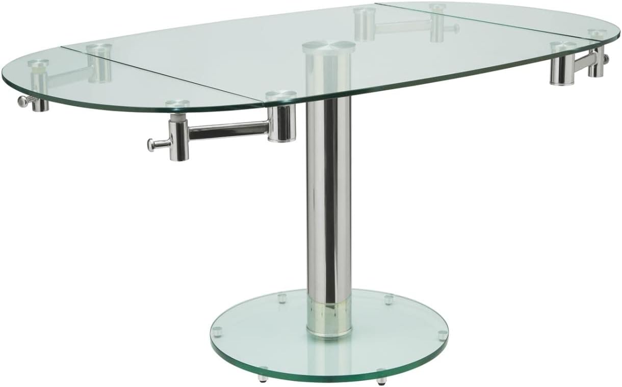 Casabianca Furniture THAO Stainless Steel/Clear Glass Extendable Dining Table by Casabianca Home,