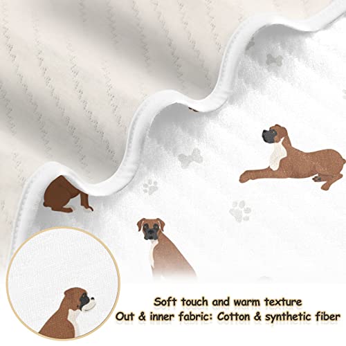 Image of Swaddle Blanket Boxer Dog Cotton for Infants, Receiving Lightweight Soft Swaddling for Crib, Stroller, Nursery, Puppy, 30x40 in