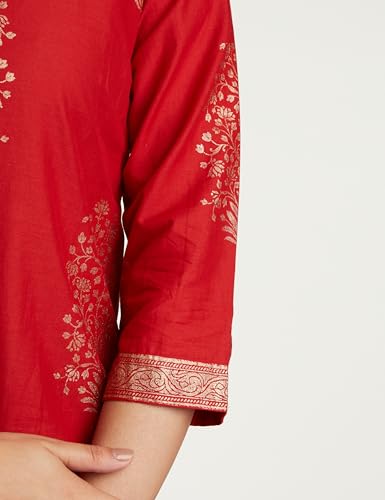 Image of BIBA Women Straight Cotton Straight Kurta Palazzo Suit Set