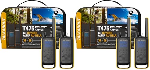 Image of Motorola Solutions Talkabout T475 Extreme Two-Way Radio Black W /Yellow Rechargeable Two Pack (Pack of 2)