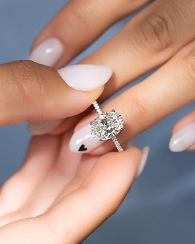 3.5CT Oval Cut Engagement Rings for Women,Simulated Diamond Ring,925 Sterling Silver 18K Yellow/White Gold Plated Promise Ring4