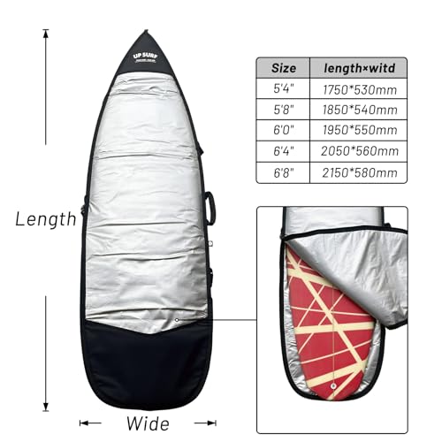 UP SURF Surfboard bag, Daylight Bags for Fun and short boards, Size 5’4”,5’8”,6’0",6'4",6'8" Surfboard cover for Storage and Transport Surfboard (5’8) - Thumbnail 6