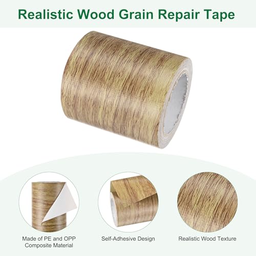 Image of M METERXITY 2-Roll Wood Grain Repair Tape, 2.24in x 15ft Textured Realistic Self-Adhesive Wood Floor Tape Contact Paper for Furniture /Floors /Home [Brown Pine]