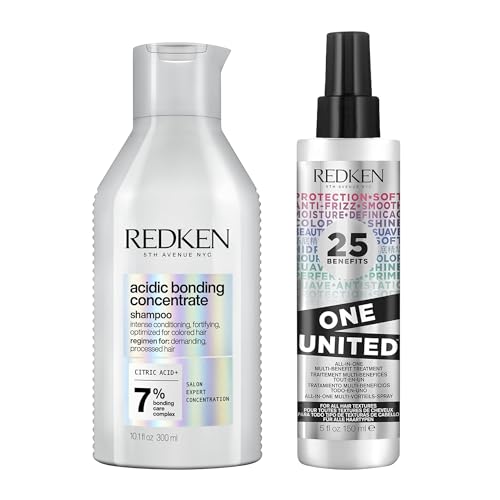 Redken | Champú Sin Sulfatos para Fortalecer todo tipo de Cabellos, Acidic Bonding Concentrate, 300 ml & | Spray protector multibeneficio, Tratamiento, One United, 150 ml