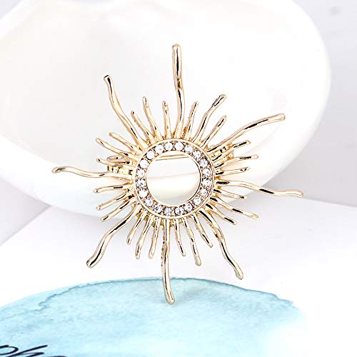 Image of Gold-Tone Sun Brooch Pin Vintage Round Sun flower Broach for Shirt Decorations Wedding Bouquets Jewelry