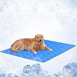 Tapete Gelado para Cachorros, Almofada Refrescante para Cães, Grande, Azul - Tapete Auto-Refrescante, Ativado por Pressão, Para Cães e Gatos, com 90x68cm