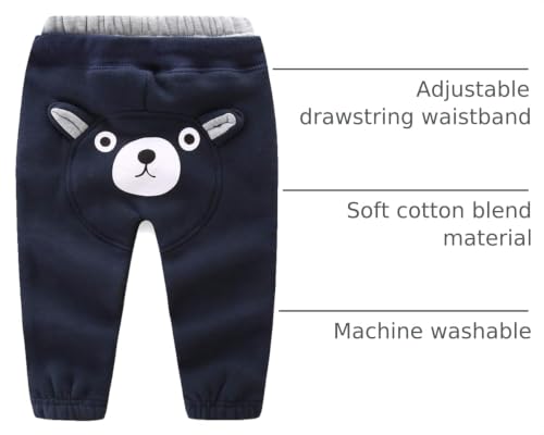 Image of Mud Kingdom Kids Fleece Jogger Pants Winter Cute Bear