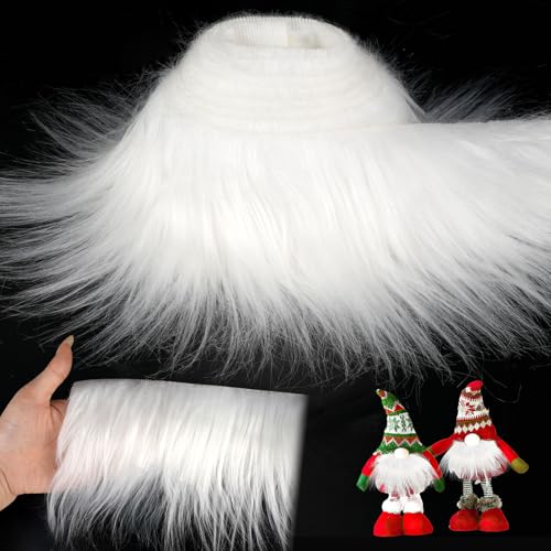 White Fur, Faux Fur Fabric, White Fur Trim, Fake Fur for Gnome Beard, Craft | Soft Faux Fur Trim, Precut Faux Fur Strip for Gnome Beards, DIY Crafts, Costumes, Machine Washable (White, about 2 X 70 Inch)