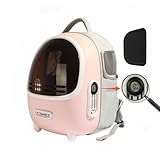 Angodaペットキャリーバッグ、温度計と湿度計内蔵、換気機能、通気性、外出、ポータブル、大容量、耐荷重15kg、散歩、旅行、お花見、小型犬に最適、ペットバックパック、猫バックパック、 (ピンク)