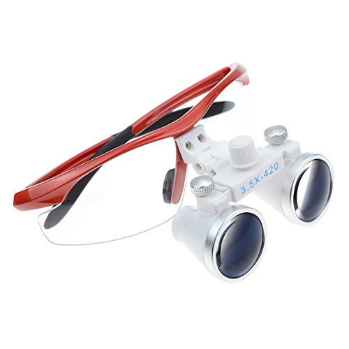 Orilao Chirurgisches Binokular, beschlagfreie Lupe, 3,5 x 420 mm Arbeitsabstand, optisches Glas, Rot
