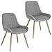 Lestarain Lot de 2 Chaises de Salle à Manger avec Dossier Chaise de Cuisine Rétro Chaise de Salon Assise en Velours et Pieds en Métal,Gris Clair
