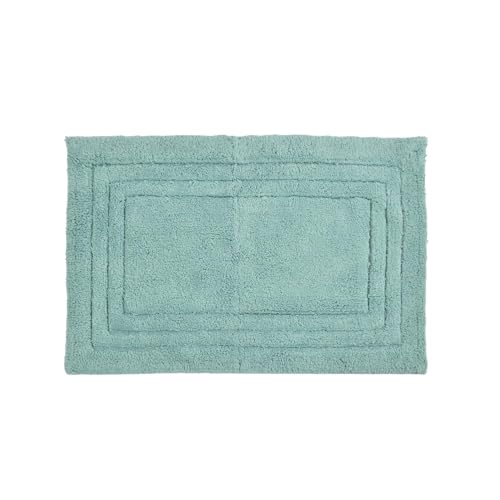 Image of Cotton Linea Design Bath Mat | Anti Slip Anti Skid Backing Absorbent Soft Tufted Floor Rug for Bathroom Kitchen Bedroom Pooja Room Home Decor (50X80 CM, Aqua)