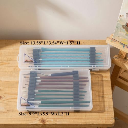 Image of Plastic Paint Brush Case for Artist Long PaintBrush,Hard Travel Miniature Art Watercolor Paint Brush Container Without Brushes - 13 Inch